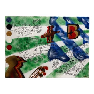 Mid 20th Century Modern Street Art Style Mixed Media Canvas Artwork For Sale