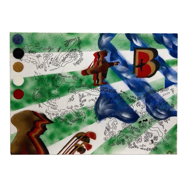 Mid 20th Century Modern Street Art Style Mixed Media Canvas Artwork For Sale