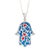 Contemporary Sterling Silver Blue & Red Enamel Hamsa Hand Necklace For Sale - Image 3 of 8
