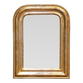 19th Century French Louis Philippe Giltwood Mirror With Floral Engraved Motifs For Sale