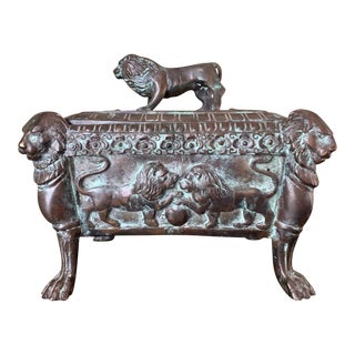 Maitland Smith Bronze Lion Box For Sale