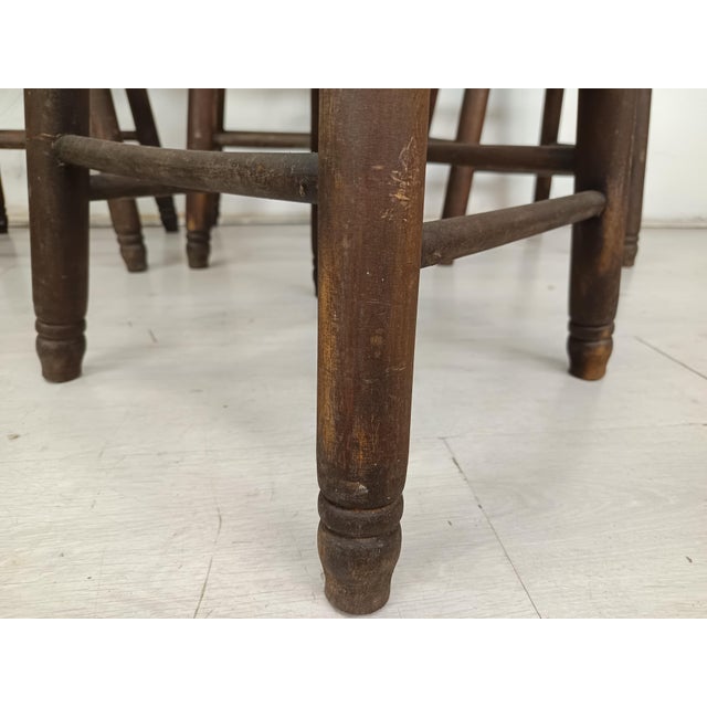 Brutalist Stools in Wood and Straw, 1950s, Set of 4 For Sale - Image 13 of 15