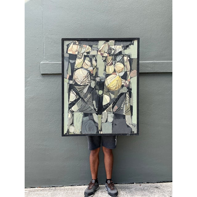 Vintage Original Abstract Oil on Canvas For Sale - Image 9 of 12