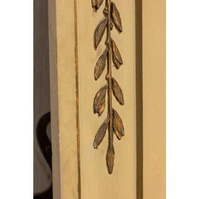 Mid 20th Century French Empire Style Beige Painted Trumeau Mirror with Carved Gilt Décor For Sale - Image 13 of 13