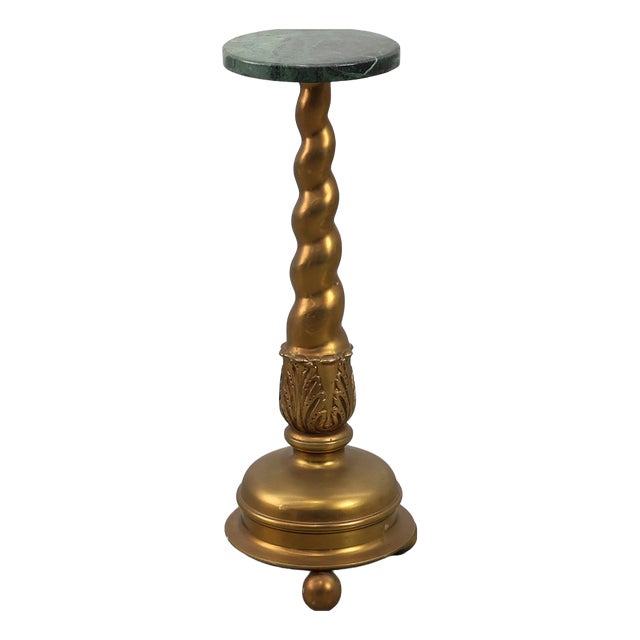Art Deco Side Table with Green Marble Top and Bronze Base, Belgium, 1925 For Sale