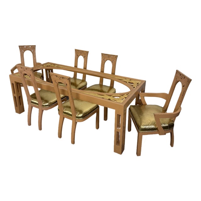 James Mont Dining Set With 6 Chairs For Sale