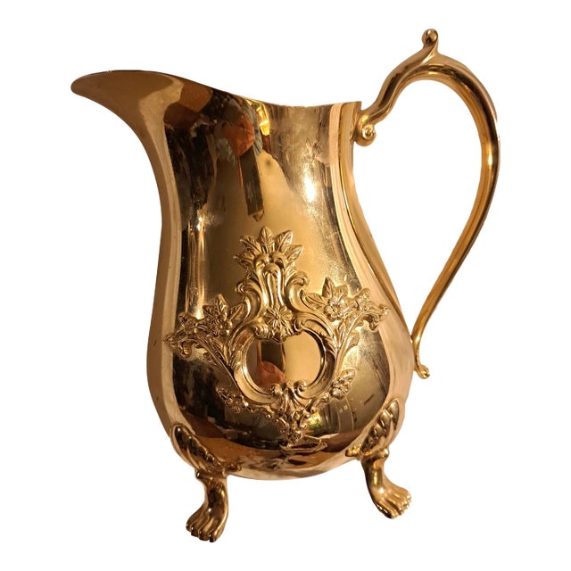 Mid-Century Gold-Plate Water Pitcher For Sale