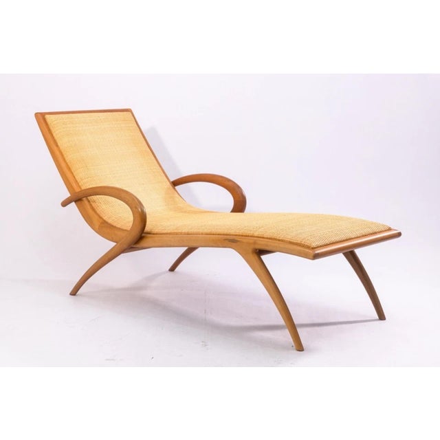 An exceptional chaise longue by John Louis Graz, circa 1950s, showcasing the sculptural elegance of mid-century modern...