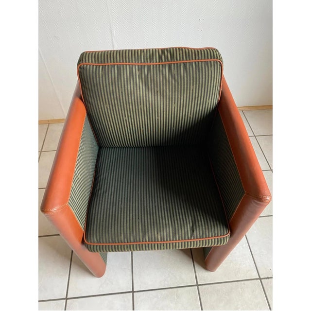 Striped Leather Cognac Club Chair from Fendi, 1990s For Sale - Image 6 of 7