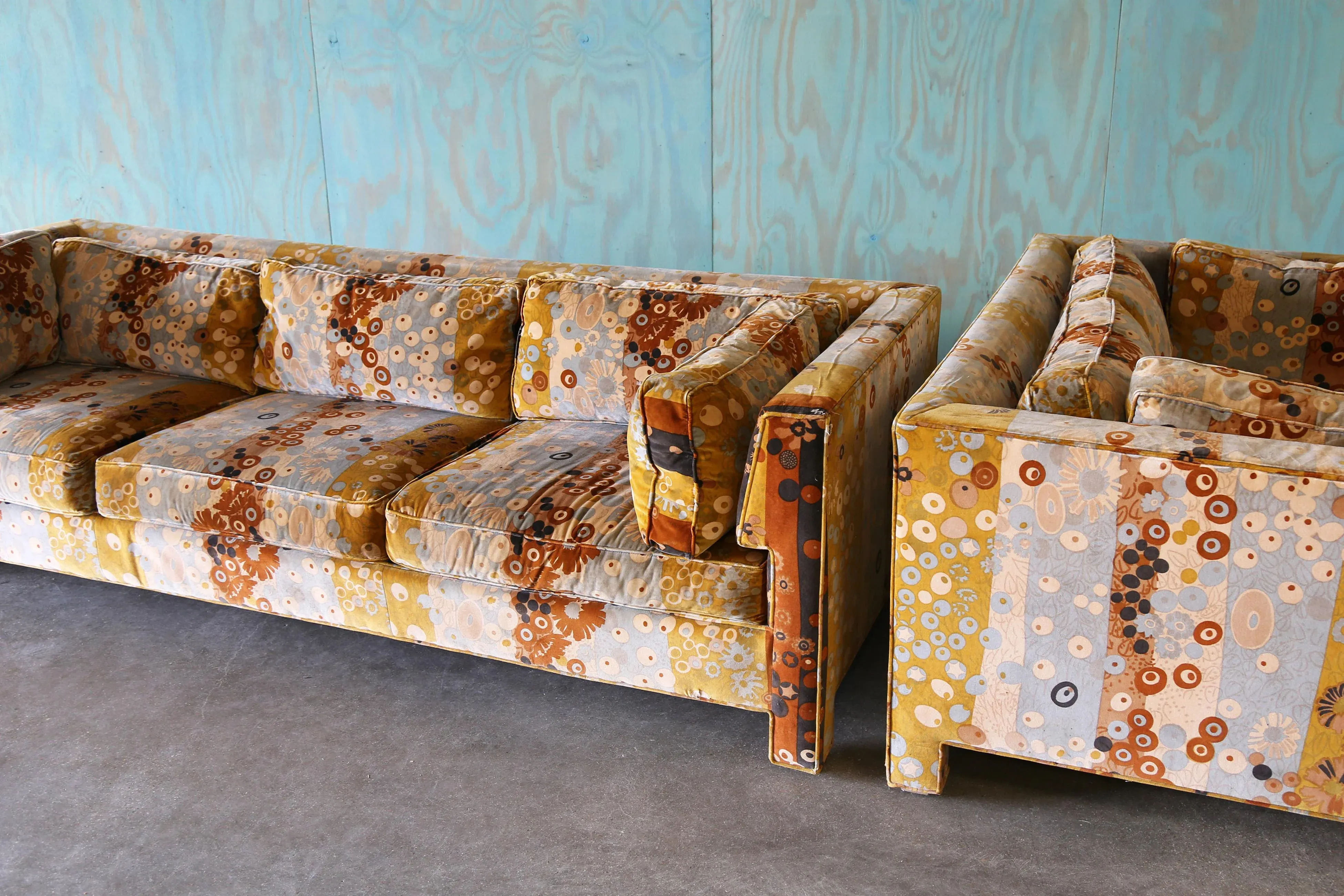 1960s Milo Baughman for Thayer Coggin Sofa and Loveseat Jack Lenor