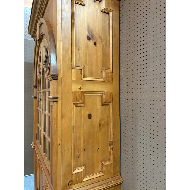 Tan Vintage Rustic Scrubbed Pine Neoclassical Style Cabinet For Sale - Image 8 of 11