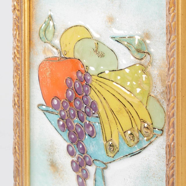 Mid-Century Modern Modern Framed Fused Glass Wall Art by Higgins Studio, Signed, circa 1950 - Set of 2 For Sale - Image 3 of 6