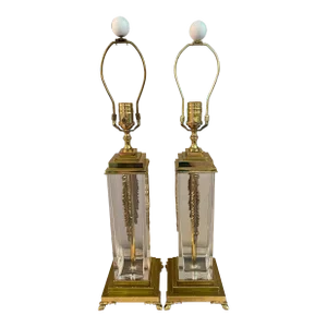 Late 20th Century Wildwood Brass and Glass Table Lamps - A Pair