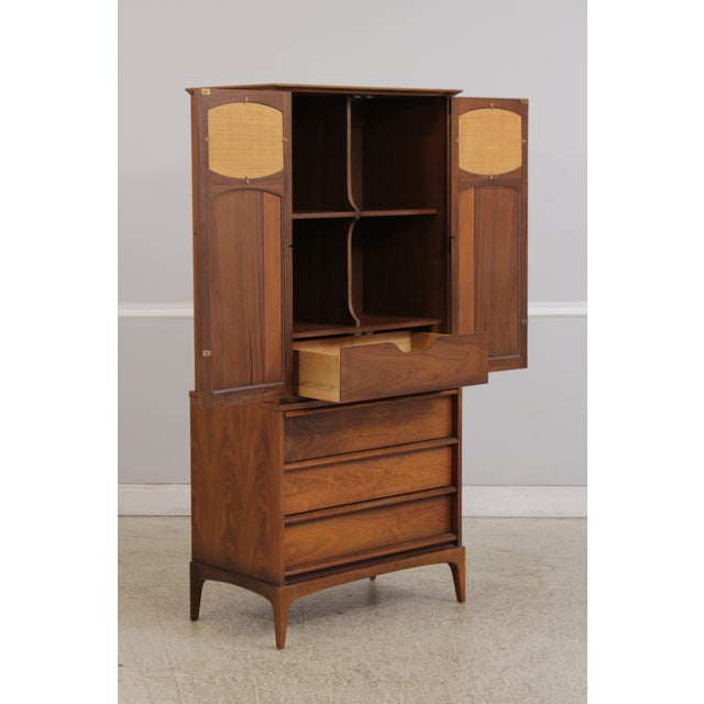 Lane Furniture Walnut Mid Century Modern Gentlemens Chest Armoire by Lane For Sale - Image 4 of 18