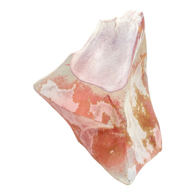 13" Tony Evans 20th Century Pink Mountain Boulder Raku Ancient Sands Vase For Sale - Image 11 of 11