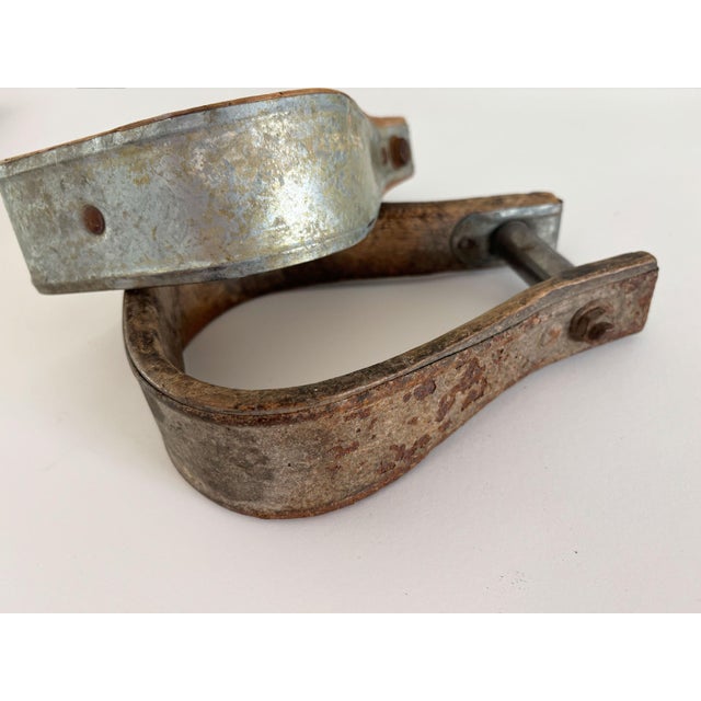 1940s Western Horse Saddle Stirrup, a Mismatched Pair For Sale - Image 4 of 8