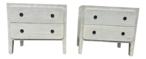 Pair of Chunky 2-Drawer Nightstands in Light Washed Wood