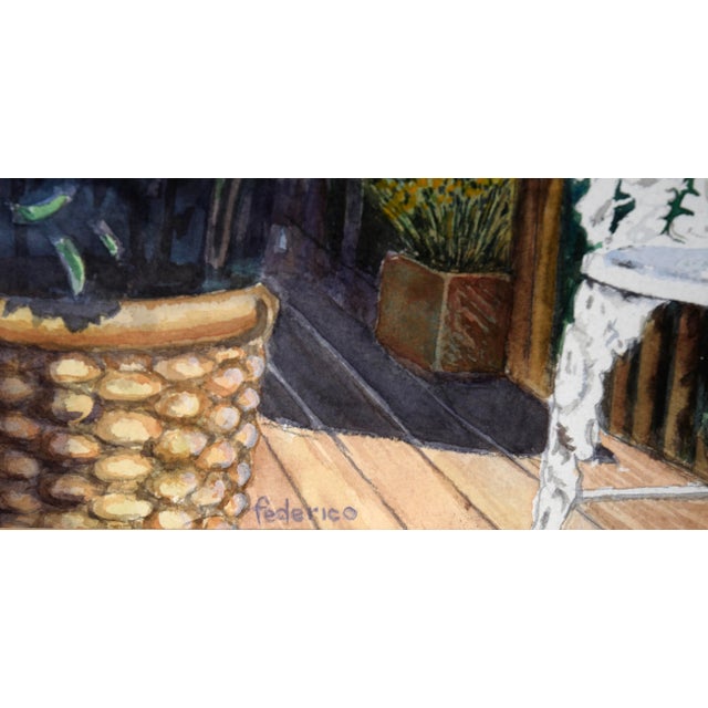 Back Porch - Santa Cruz California Landscape in Watercolor on Paper by Harry Federico For Sale - Image 4 of 7