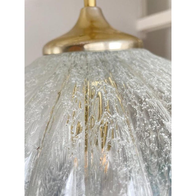 Metal Vintage German Crackle Glass Pendant Lamp from Doria, 1960s For Sale - Image 7 of 15