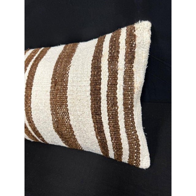 Turkish Hemp Pillow Cushion Natural Beige Brown Cushion Cover 14x40 For Sale - Image 4 of 4