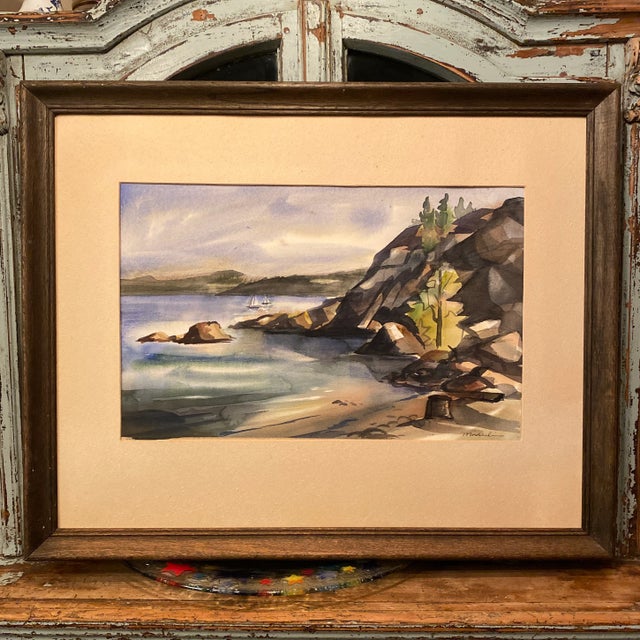 Vintage Lake Tahoe Watercolor by Northern California Artist Jan Miskulin For Sale - Image 9 of 13