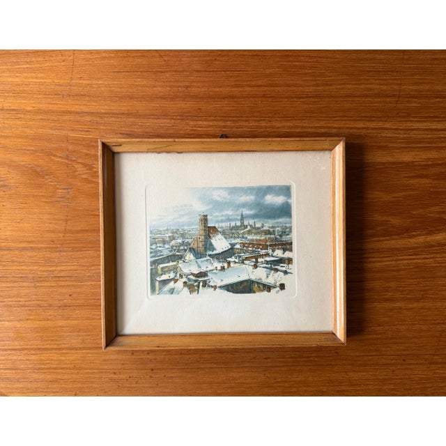 Vintage Framed Color German Scene Etching For Sale In Austin - Image 6 of 11