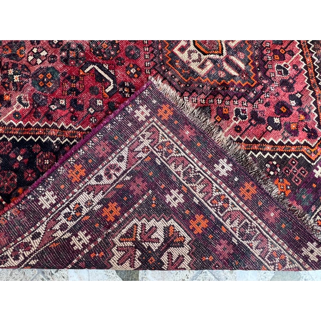 Red Qashqai Tribal Hand-Knotted Wool Rug - 6'6" X 8'1" For Sale - Image 15 of 15