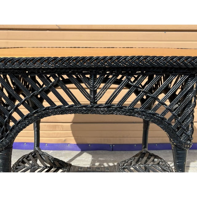 Early 20th C Wicker and Oak Hall Table For Sale In Tampa - Image 6 of 7