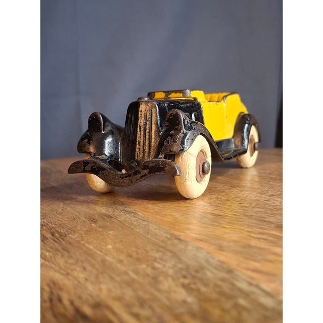 Rare 6" Deluxe Size Hubley Take-a-Part Roadster Yellow & Black Cast Iron 1933 For Sale In Boston - Image 6 of 18