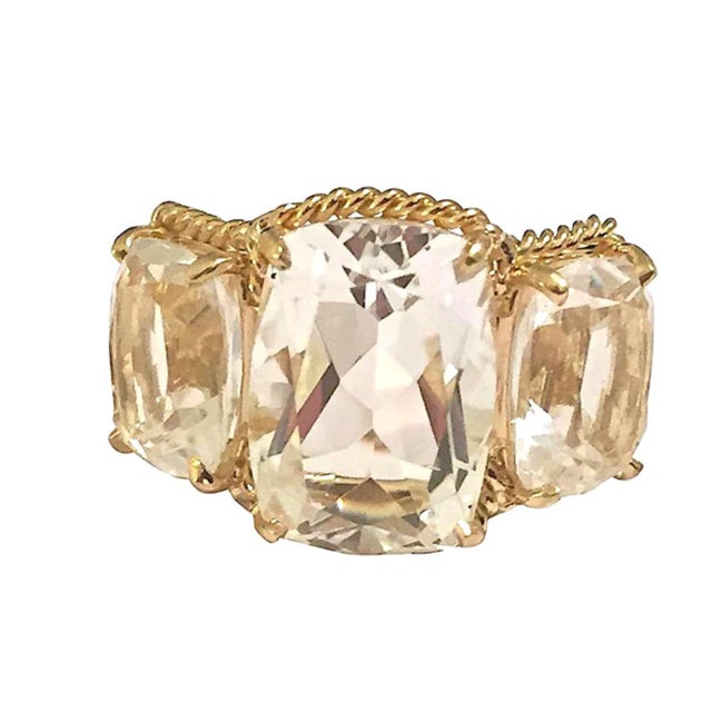 Christina Addison Elegant Pink Topaz and Peridot Ring With Gold Rope Twist Border For Sale - Image 10 of 12