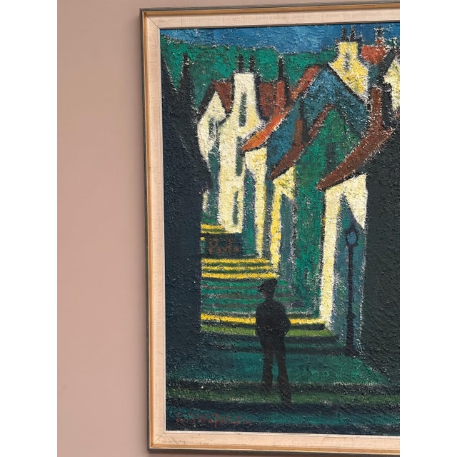 Erik Håfström, Promenad Mellan Hus, 1950s, Oil on Panel, Framed For Sale - Image 5 of 16