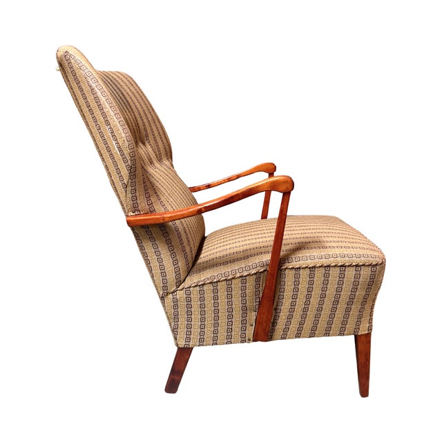 Vintage 1940s Swedish Art Deco lounge chair produced by Firma Vilomöbler, a small upholstered-furniture company in...