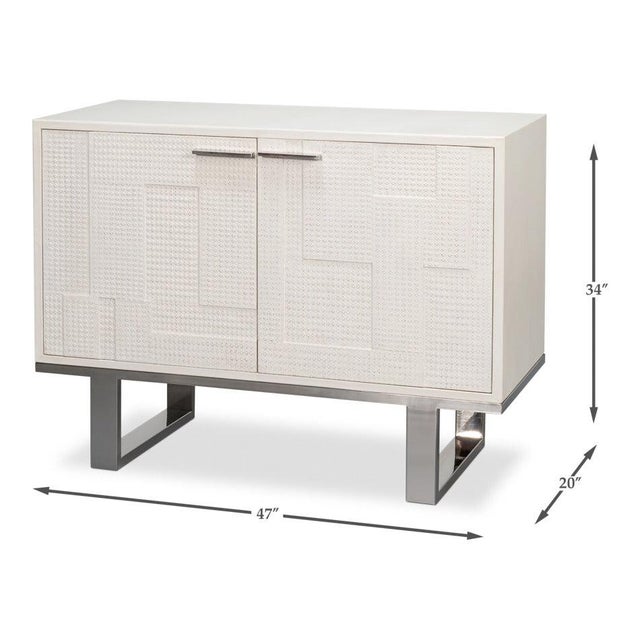 Modern Glam White Leather Credenza on Sled Base For Sale - Image 11 of 11