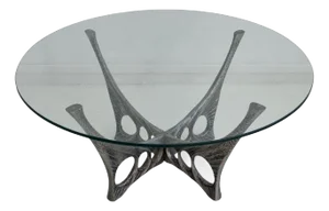 Willy Ceysens Round Organic Glass Top Coffee Table