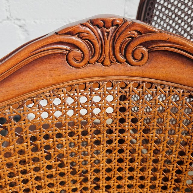 Vintage Louis XV Style Wood and Cane Dining Chairs, 1980s, Set of 4 For Sale - Image 11 of 18