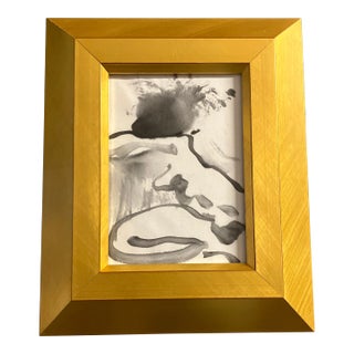 1970’s Original Abstract Female Nude Watercolor Painting Gilt Wood Frame For Sale