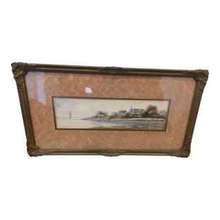 Mid 19th Century Original signed “DEAN” Watercolor Landscape, Misty Countryside Scene, Ornate Framed Artwork For Sale