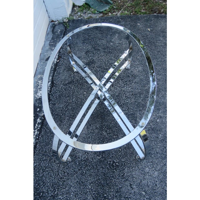 Hollywood Regency Mid Century Chrome Oval Glass Top Coffee For Sale - Image 12 of 13