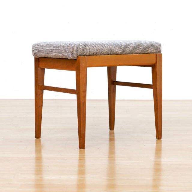 Mid-Century Modern Mid Century Teak Vanity Stool For Sale - Image 3 of 9