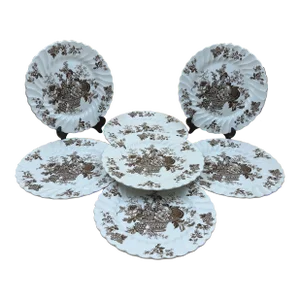 Early 20th Century English Staffordshire Dinner Plates- Set of 7