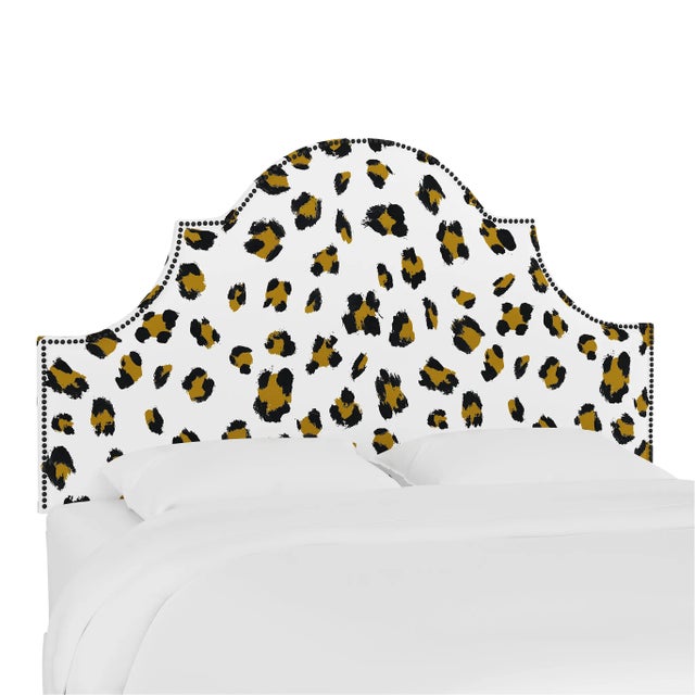 Halsted Headboard in Ochre Brush Cheetah, California King For Sale