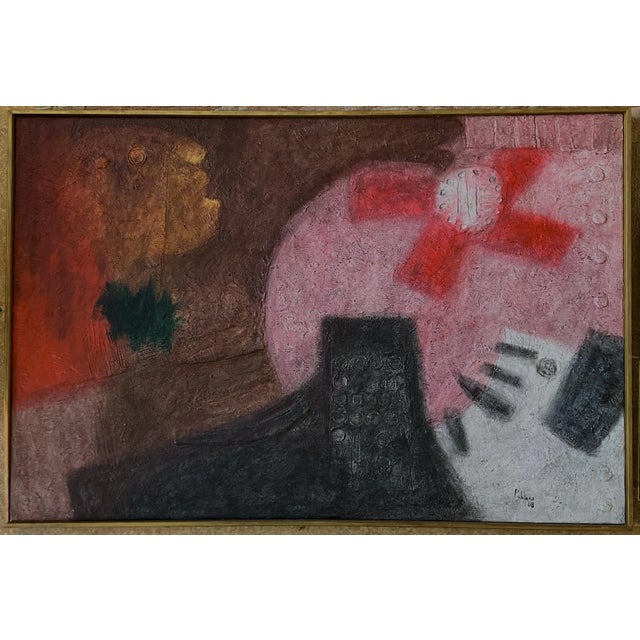 Mexican "Astronomo" Large Mexican Modernist Mixed Media Art by Ruben Poblano For Sale - Image 3 of 10