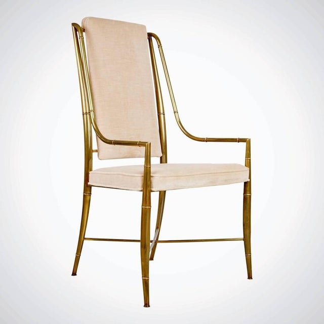 Mastercraft Gilt Brass & Champagne Velvet Dining Chairs ...