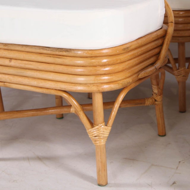 Light Yellow Vintage Rattan Palm Chairs, Set of 6 For Sale - Image 8 of 16