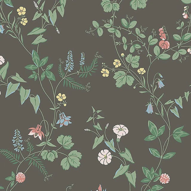Sample - Borastapeter Midsummers Eve Wallpaper in Charcoal For Sale