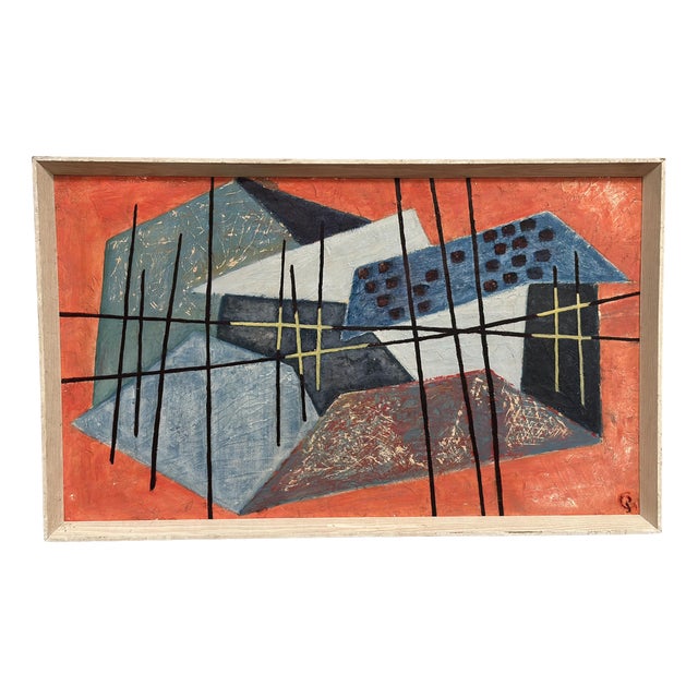 Abstract Composition, 1950s, Oil Painting on Panel, Framed For Sale