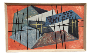 Abstract Composition, 1950s, Oil Painting on Panel, Framed