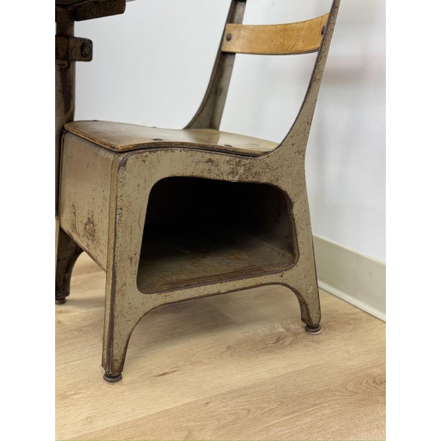 Antique Industrial Kids School Desk Adjustable Vintage Cast Iron Wood For Sale In Tampa - Image 6 of 16