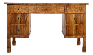 Italian Art Deco Walnut Burl Desk, 1930s
