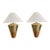 Rare Pair Solid Brass Cone Cylinder v Shaped Table Lamps – Mid Century Modern 1970s New Shades Set of 2 For Sale